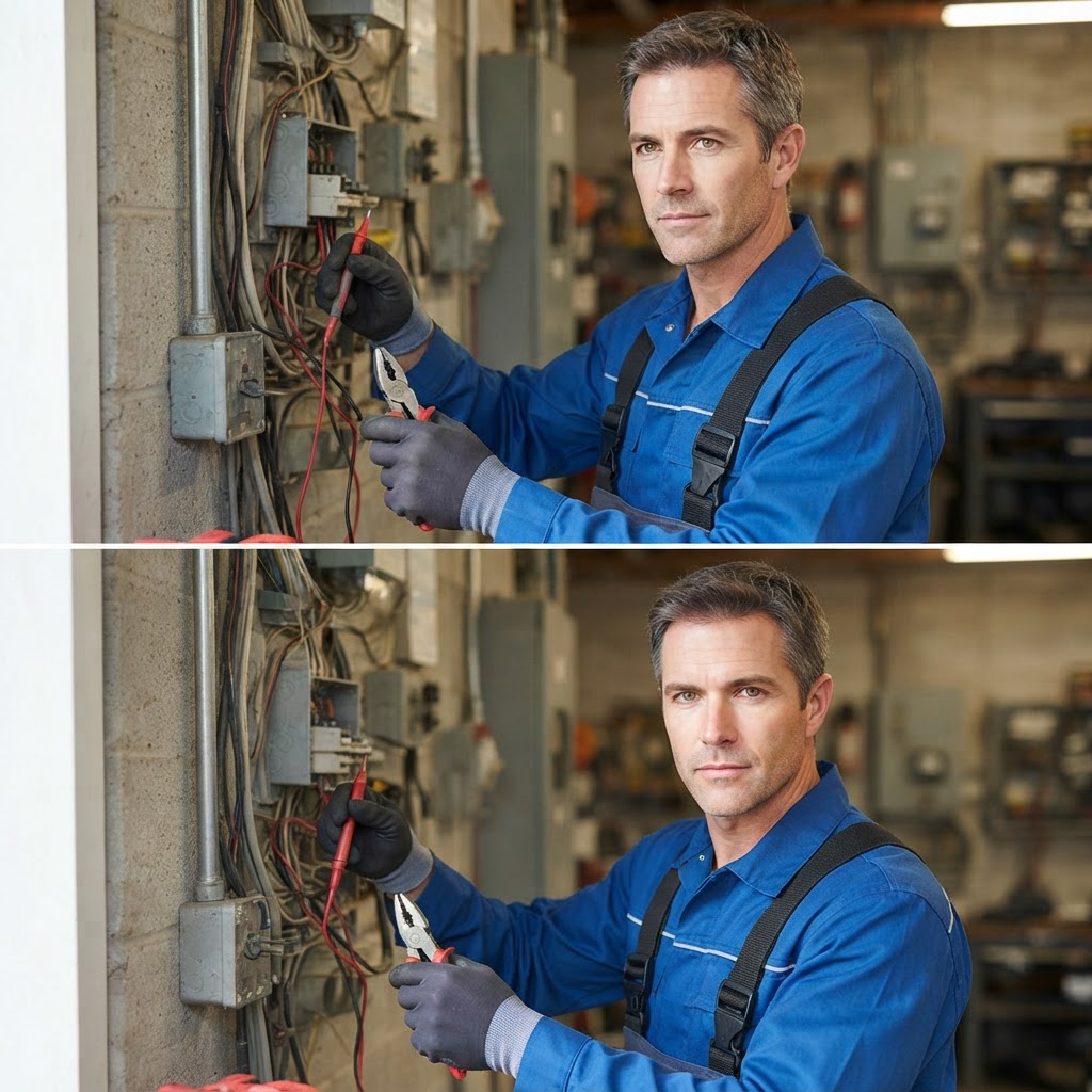 Hands installing a modern wall light switch